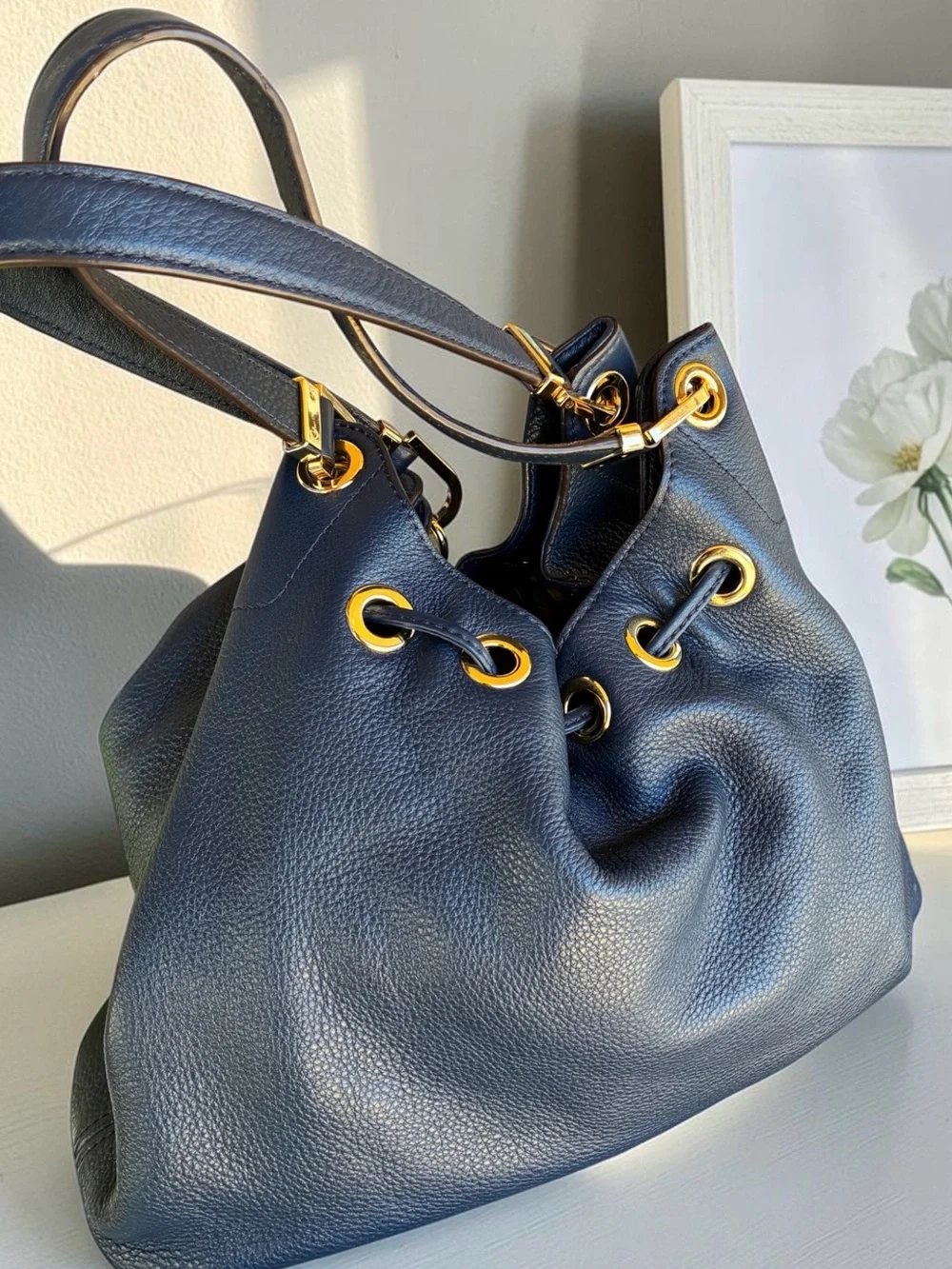 Michael Kors  Pebbled Leather Hobo with Gold Hardware and Tassel